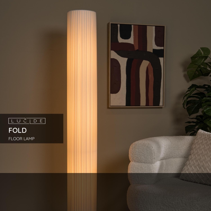 Lucide FOLD - Stojacia lampa - Ø 20 cm - 3xE27 - Biela